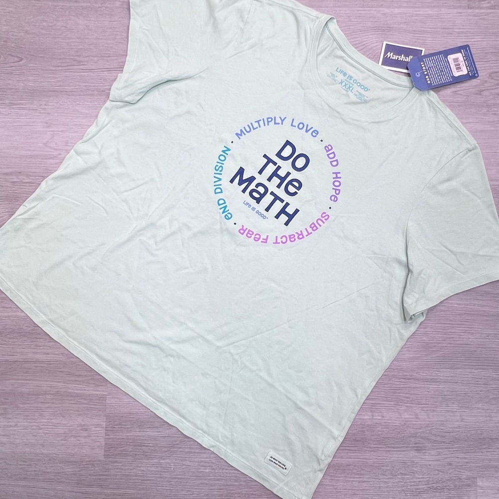 Life is Good Womens XXXL Crusher Tee Do The Math Mint Green Graphic T-Shirt NWT